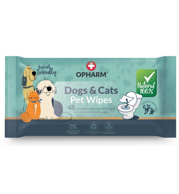 Chusteczki do pielęgnacji zwierząt Opharm Dogs&Cats Pet Wipes