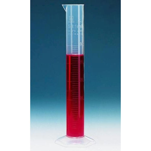 Cylindry miarowe z tworzywa sztucznego BRAND PP kl. B skala wytłaczana