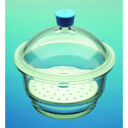 Eksykatory laboratoryjne Bochem szkło borokrzemianowe 3.3 z gałką z tworzywa i wkładem porcelanowym