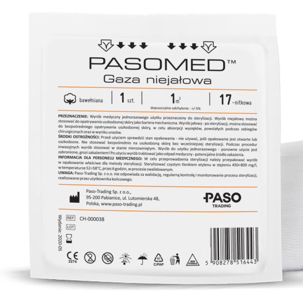 Gazy opatrunkowe kopertowane Paso-Trading PASOMED niejałowa