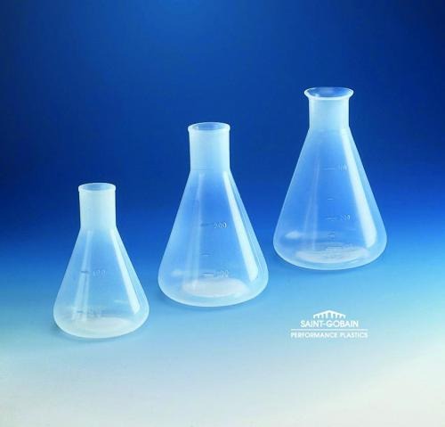 Kolby z tworzywa sztucznego Saint Gobain Erlenmeyer'a z podziałką PFA