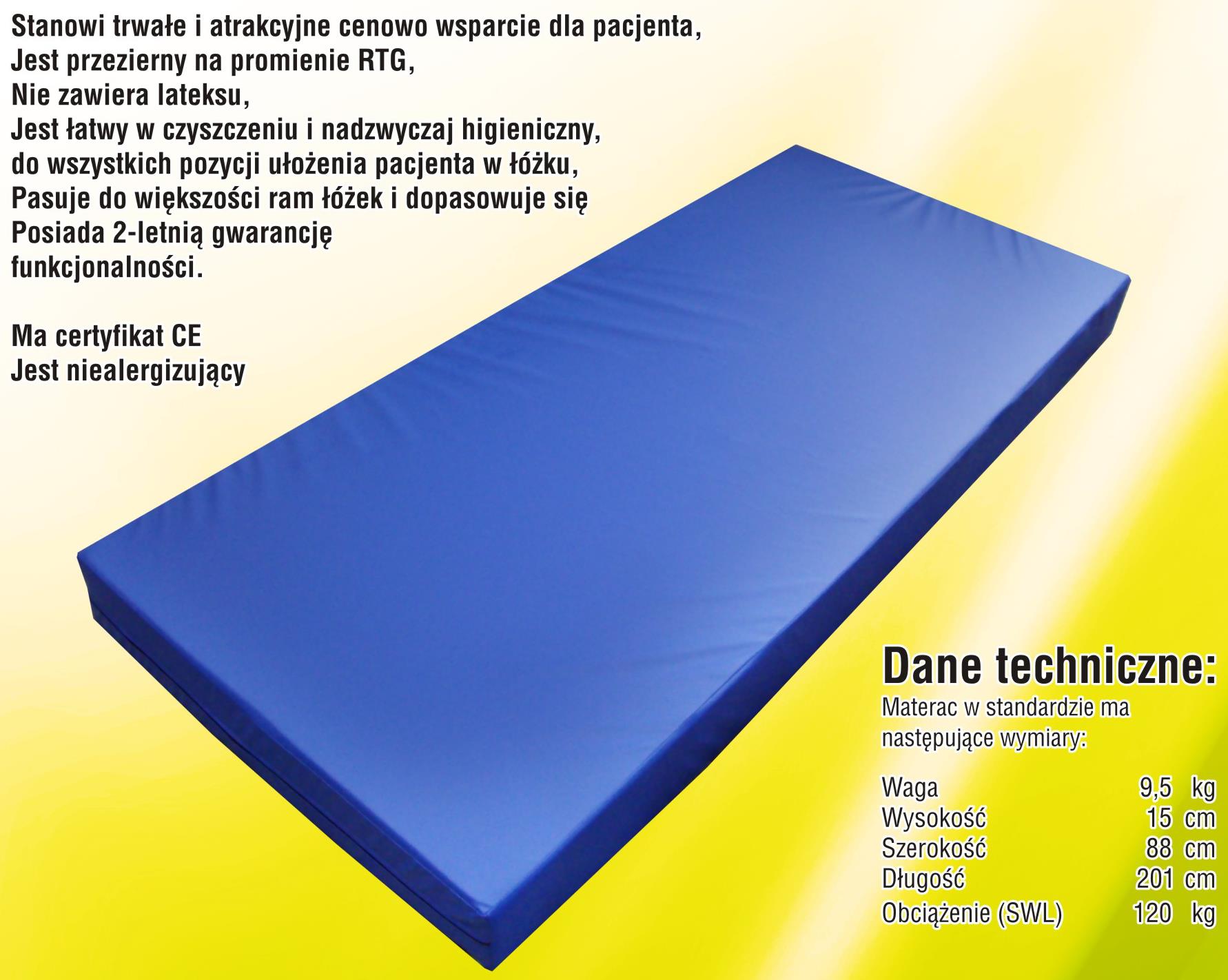 Materace szpitalne (zwykłe) Sogum-Bis MS Standard