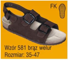 Obuwie medyczne wielorazowe Pofam-Jedność 581 brąz welur