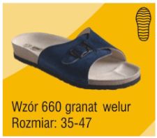 Obuwie medyczne wielorazowe Pofam-Jedność 660 granat welur