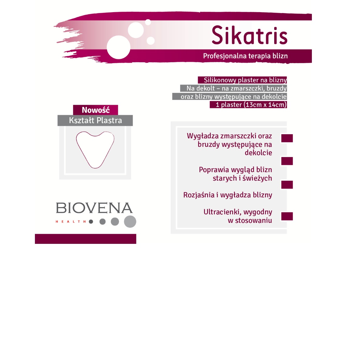 Opatrunki silikonowe Biovena Health Sikatris na dekolcie