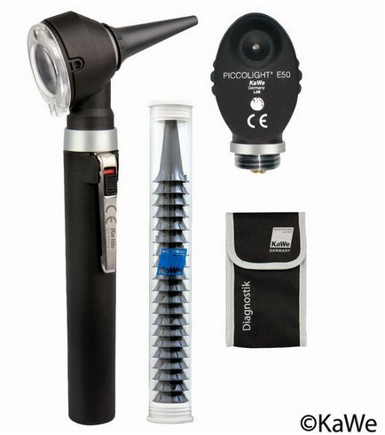Otoskopy konwencjonalne KaWe Zestaw PICCOLIGHT C/E50 (2 głowice, 1 uchwyt, 1 przysłona)
