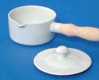 Parownice porcelanowe JIPO niska z odkręcanym uchwytem glazurowana