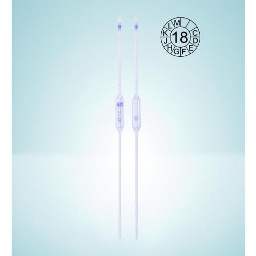 Pipety szklane HIRSCHMANN szkło sodowo-wapniowe klasa AS niebieska podz. z 1 kreską