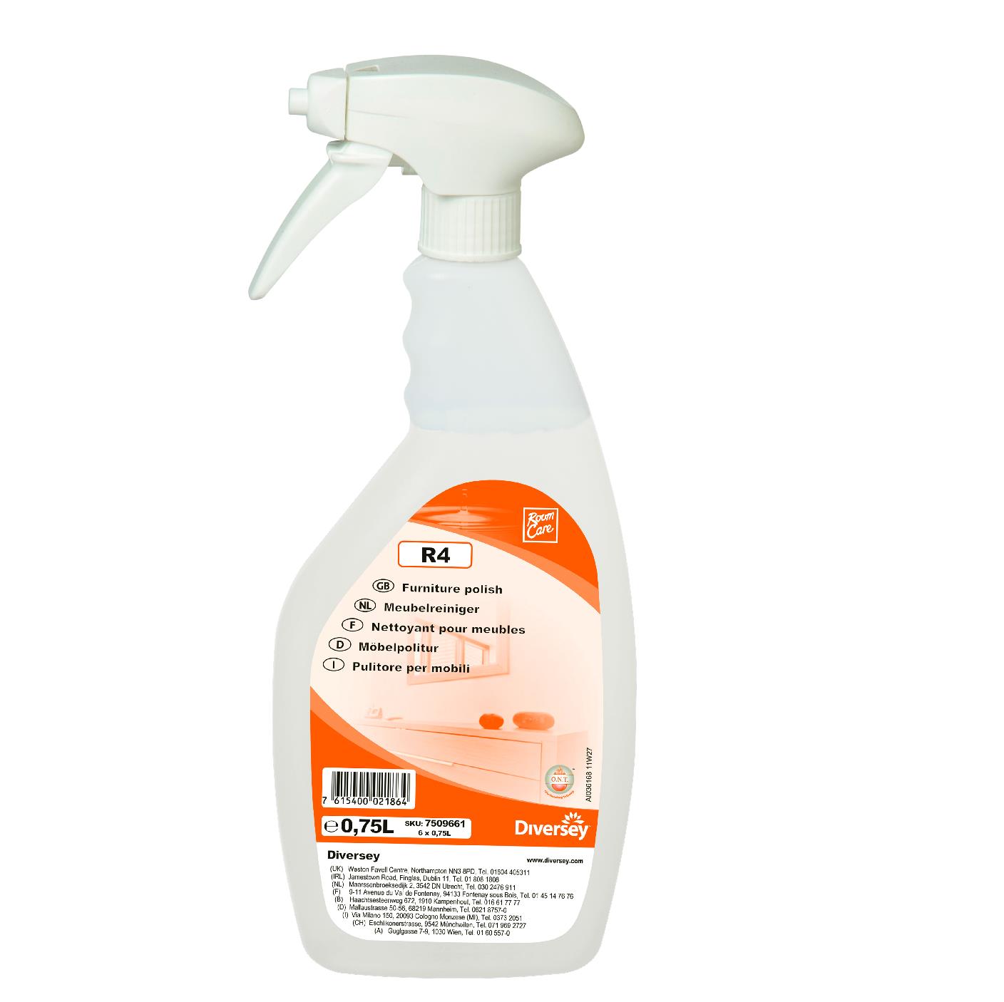 Preparaty myjące do powierzchni ponad podłogowych Diversey Room Care R4