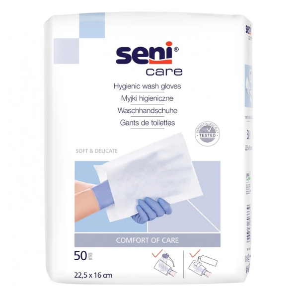 Rękawice i myjki do mycia ciała pacjenta Toruńskie Zakłady Materiałów Opatrunkowych S.A. Seni Care myjka