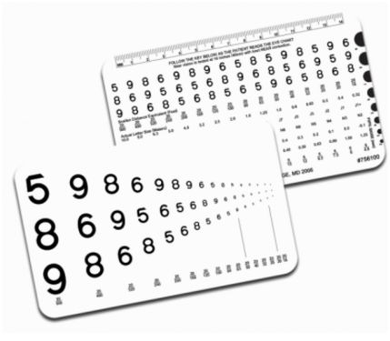 Tablice okulistyczne do badania ostrości wzroku Trusetal Verbandstoffwerk Runge 52107 cyfry