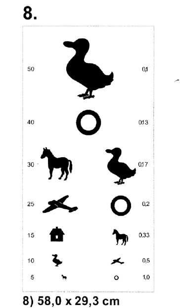Tablice okulistyczne do badania ostrości wzroku Sprzęt optyczny i medyczny Tablice do dali 8