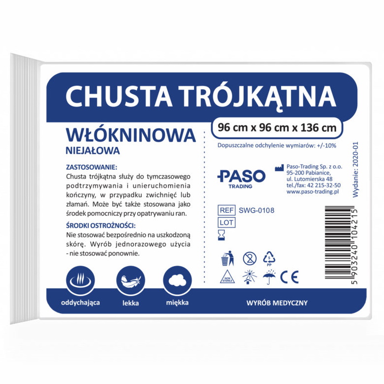 Temblaki jednorazowe (chusty trójkątne) Paso-Trading włókninowa