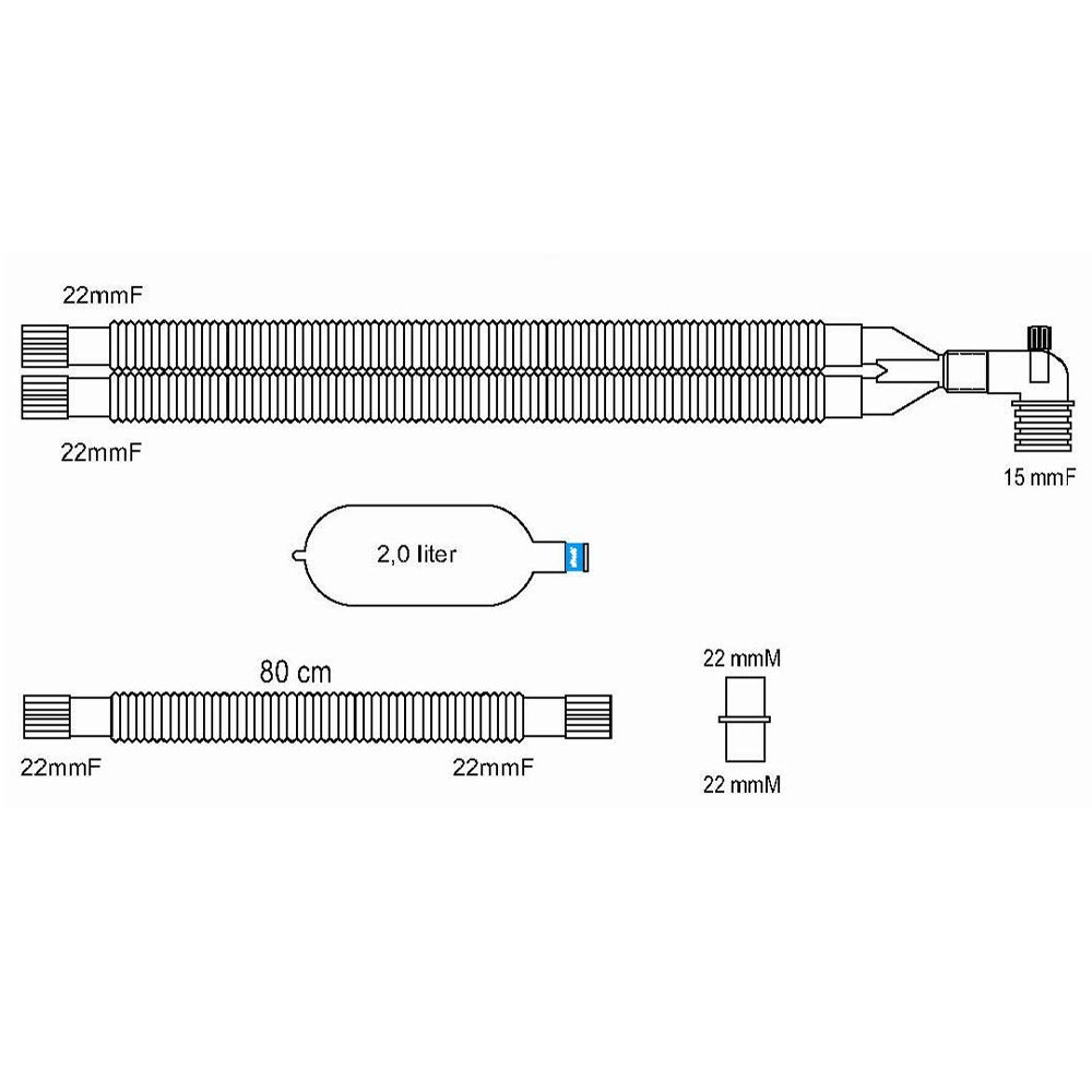 Układy oddechowe do aparatów do znieczulenia Altera Altech z gałęzią i workiem