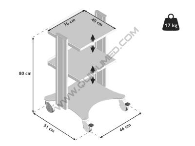 Wózki na aparaturę medyczną LED 138-TR003
