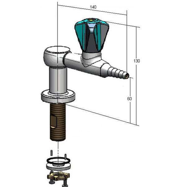Zawory gazowe laboratoryjne Broen Zawór gazowy BROEN gaz niepalny / 2532 001 8121-08 (18 022.009)