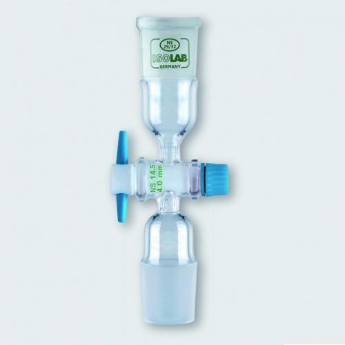 Złączki do destylacji ISOLAB Z kurkiem szkło borokrzemianowe 3.3