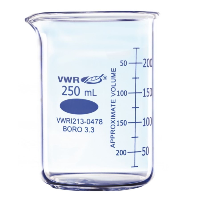 Zlewki szklane VWR niska forma solidna budowa