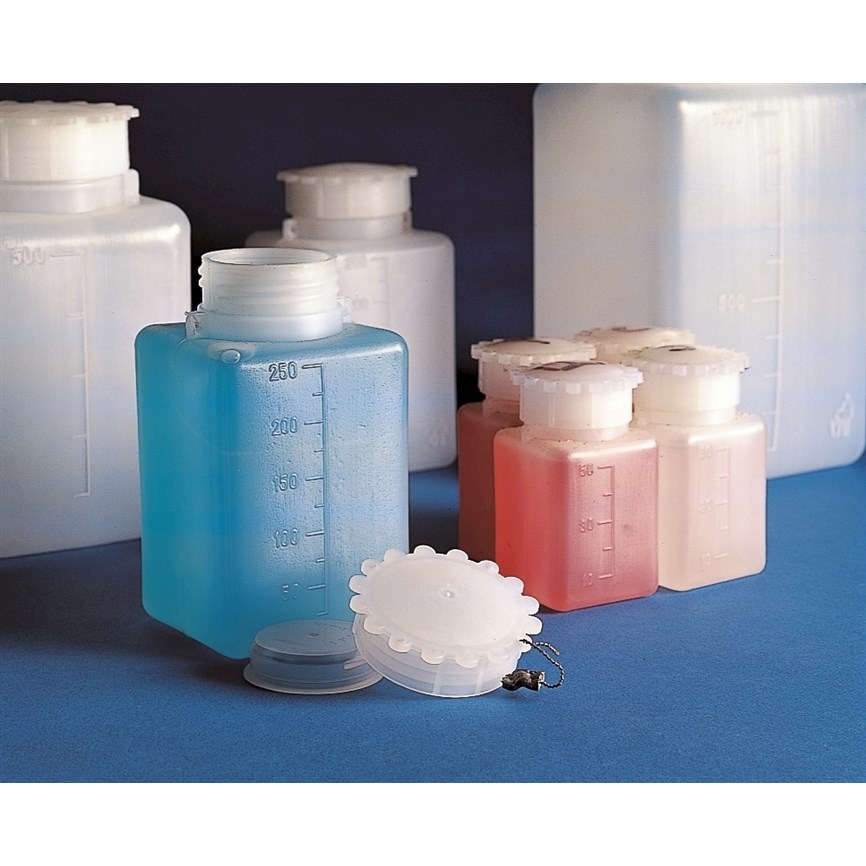 Butle, kanistry i butelki laboratoryjne Kartell PE kwadratowa z szeroką szyją