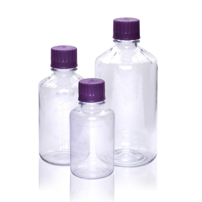 Butle, kanistry i butelki laboratoryjne VWR PC na media z zakrętkami