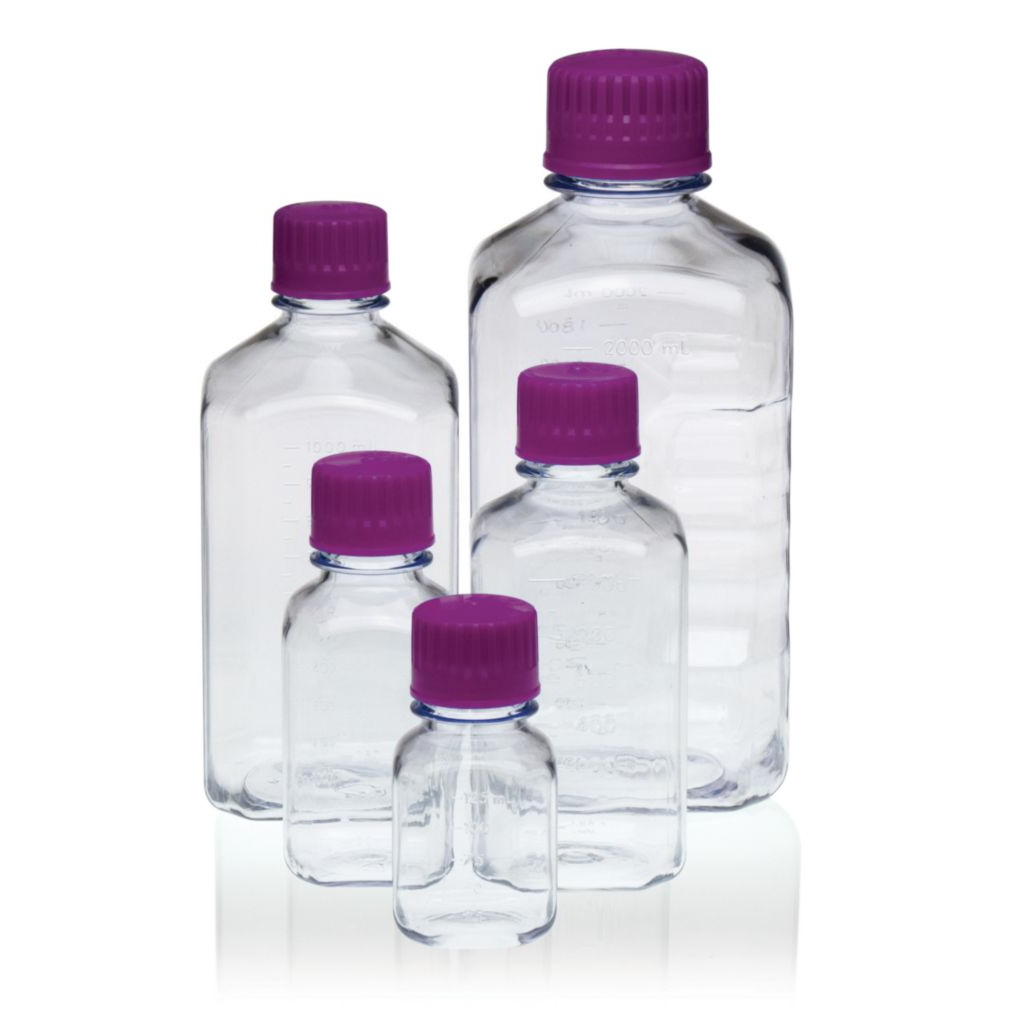 Butle, kanistry i butelki laboratoryjne VWR PC na media z zakrętkami