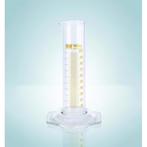 Cylindry miarowe szklane HIRSCHMANN niski klasa B, brązowa skala