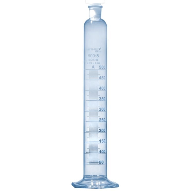 Cylindry miarowe szklane VWR borokrzemowe z korkiem