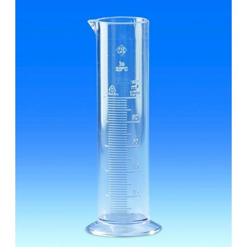 Cylindry miarowe z tworzywa sztucznego VITLAB SAN niskie  kl. B skala wypukła