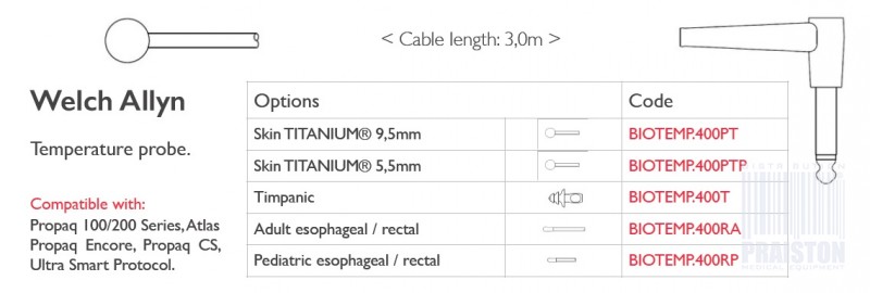 Czujniki temperatury do kardiomonitorów Biogenesis Do Welch Allyn