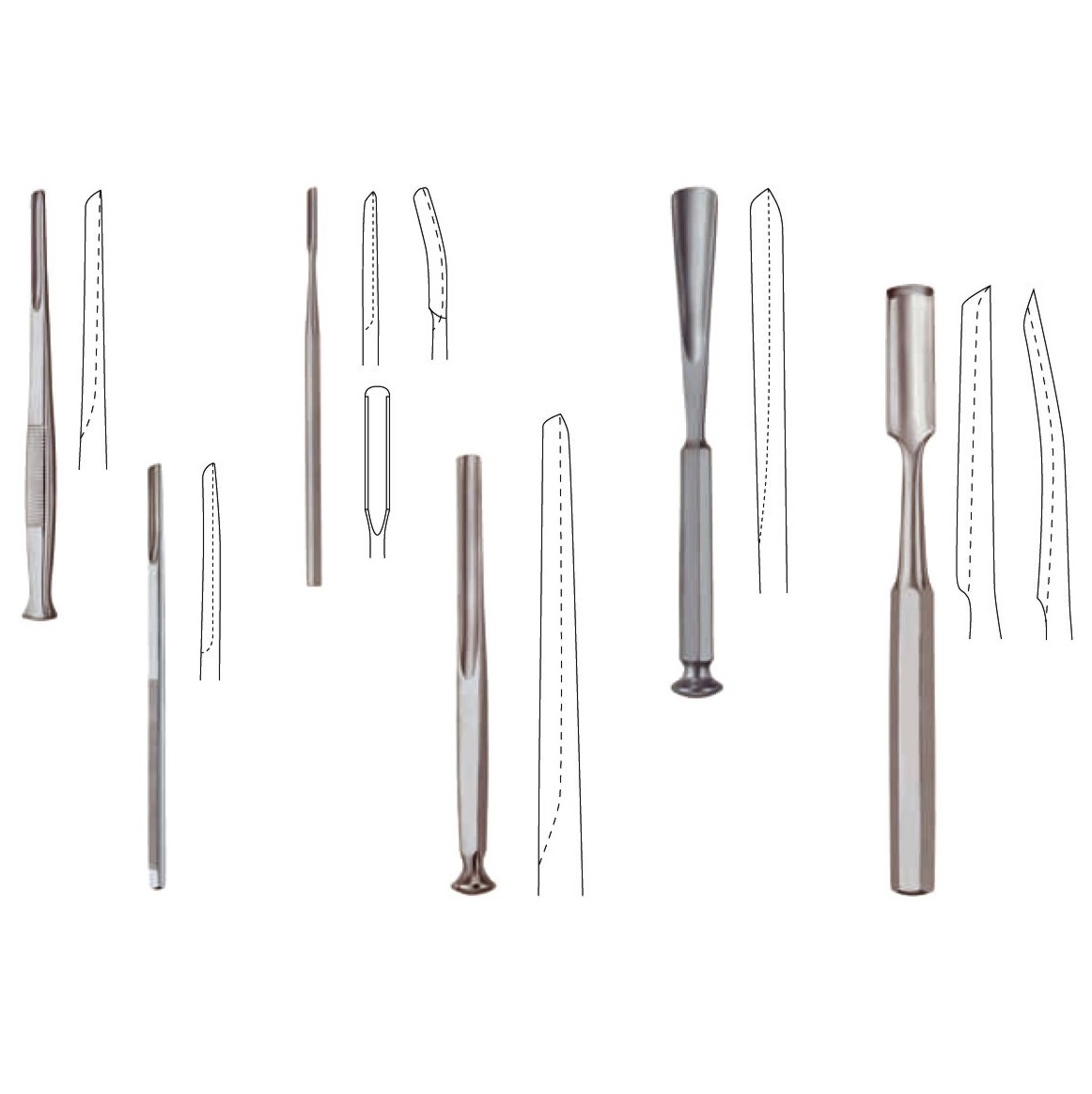 Dłuta chirurgiczne Medicon Dłuta proste i żłobowe