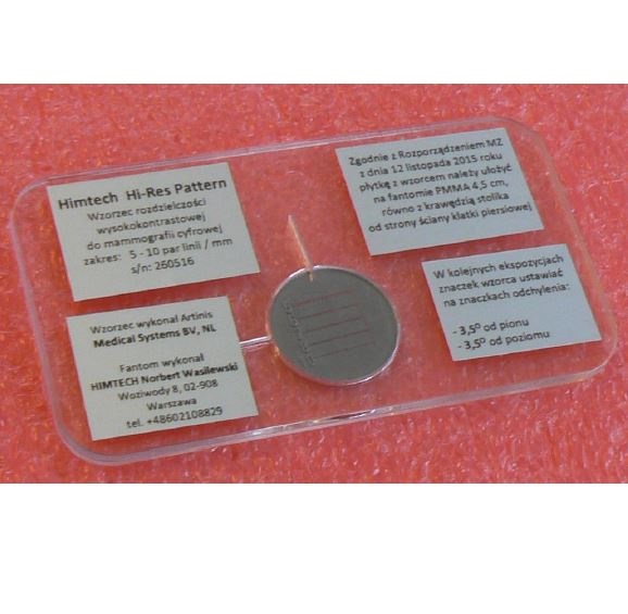 Fantomy do kontroli jakości w mammografii HIMTECH Norbert Wasilewski Hi-Res Pattern