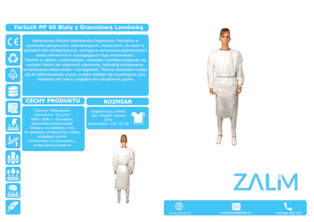 Fartuchy chirurgiczne jednorazowe B/D PP 40