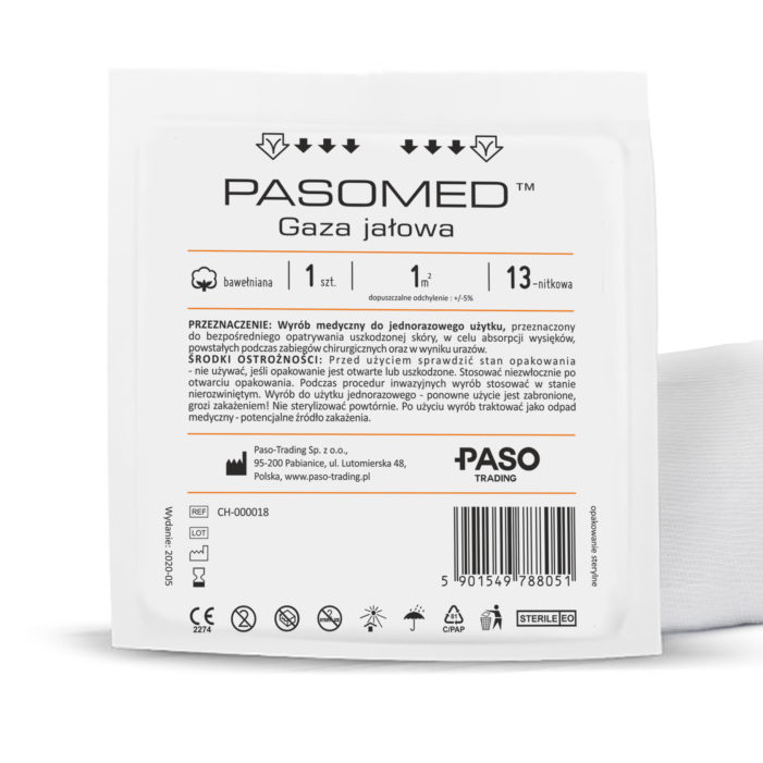 Gazy opatrunkowe kopertowane Paso-Trading PASOMED niejałowa
