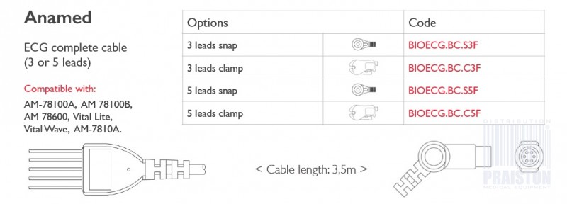 Kable do aparatów EKG Biogenesis Do Anamed