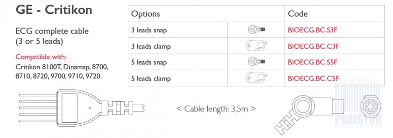 Kable do aparatów EKG Biogenesis Do GE-Critikon