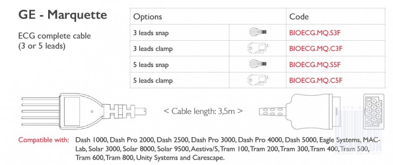 Kable do aparatów EKG Biogenesis Do GE-Marquette
