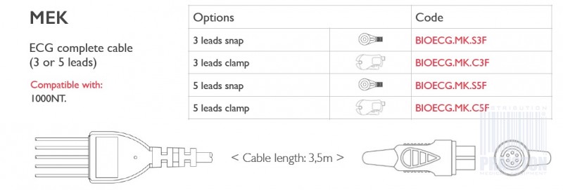 Kable do aparatów EKG Biogenesis Do MEK