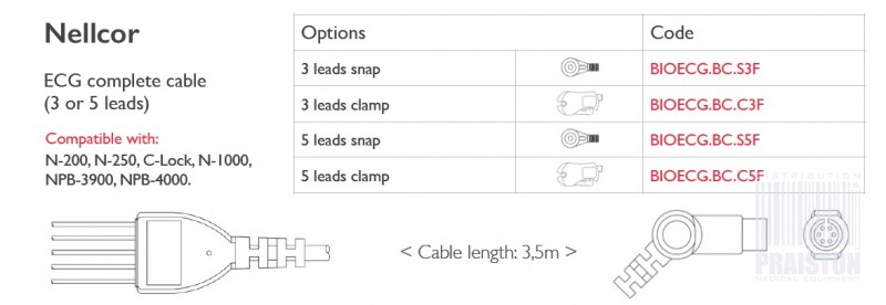 Kable do aparatów EKG Biogenesis Do Nellcor