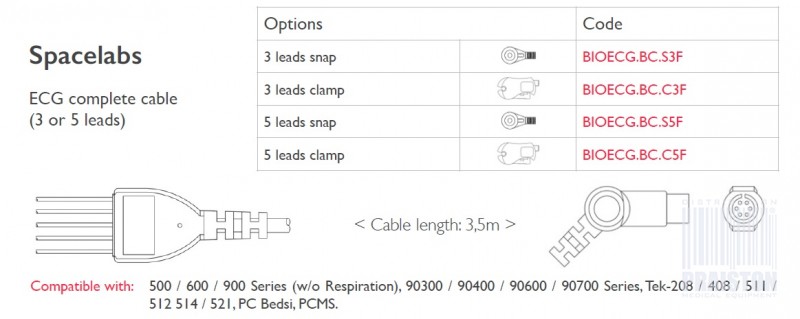 Kable do aparatów EKG Biogenesis Do Spacelabs