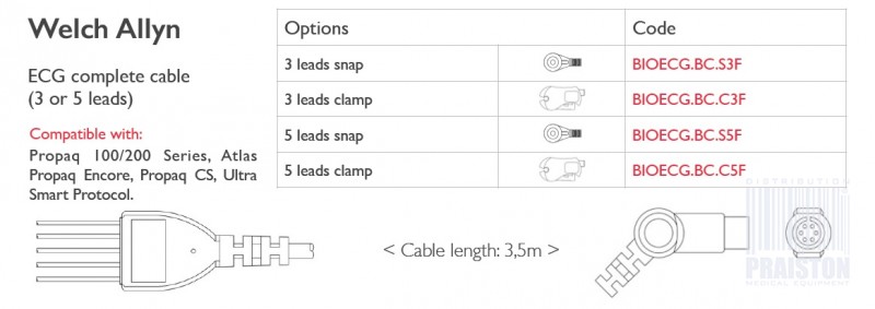 Kable do aparatów EKG Biogenesis Do Welch Allyn