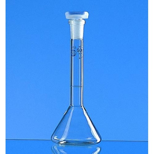 Kolby szklane BRAND pomiarowe szkło borokrzemianowe 3.3 klasa A forma trapezowa niebieska podz. z korkiem PP