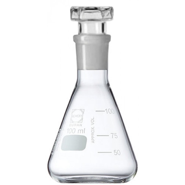 Kolby szklane Duran Erlenmeyer'a z korkiem