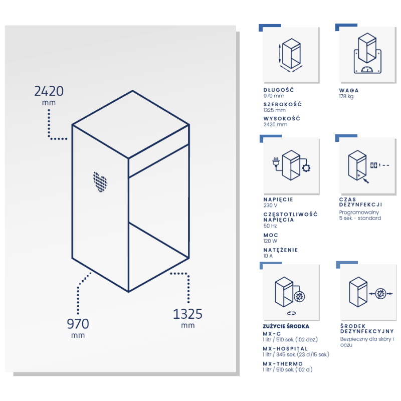 Komory do dezynfekcji osób, bramki, namioty, śluzy dezynfekcyjne MAXimus MX-C