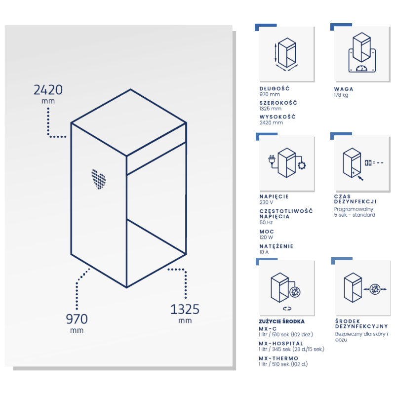 Komory do dezynfekcji osób, bramki, namioty, śluzy dezynfekcyjne MAXimus MX-HOSPITAL