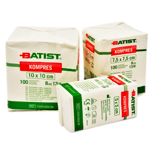 Kompresy z gazy Batist niejałowe 13N 8W