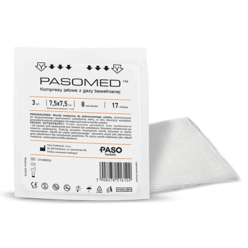 Kompresy z gazy Paso-Trading PASOMED niejałowe