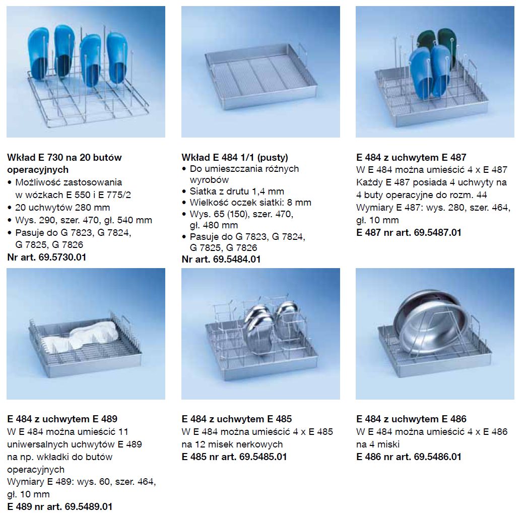 Kosze wsadowe i wózki do myjni medycznych Miele G 7825, G 7826