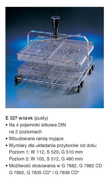 Kosze wsadowe i wózki do myjni medycznych Miele G 7882, G 7892, G 7835 CD, G 7836 CD