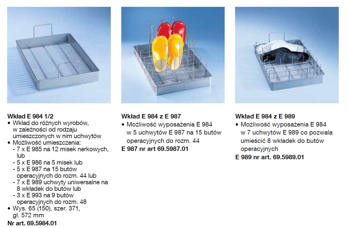 Kosze wsadowe i wózki do myjni medycznych Miele PG 8527, PG 8528