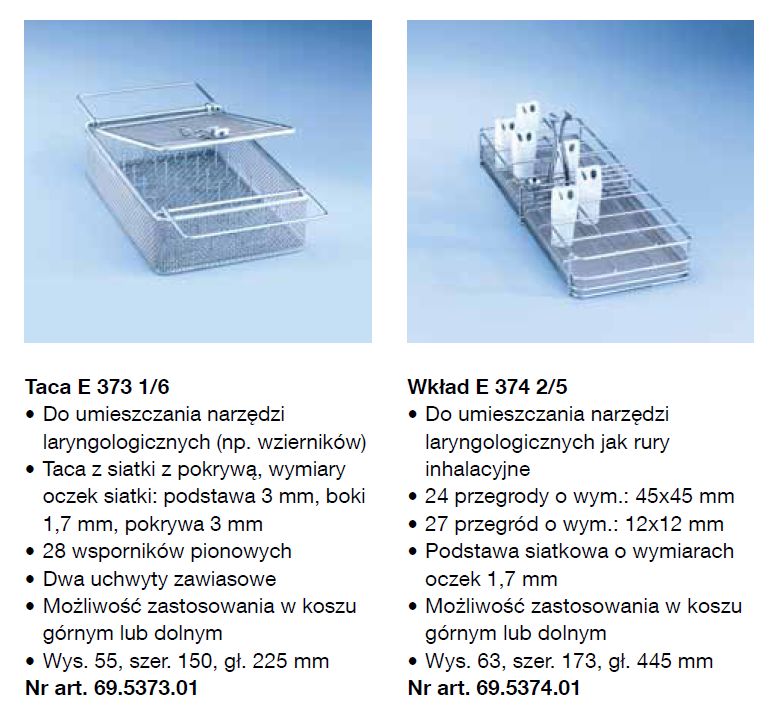 Kosze wsadowe i wózki do myjni medycznych Miele PG 8527, PG 8528